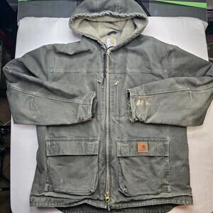 Vintage Y2K Carhartt C95 MOS Work wear Jacket Full Zip Men's Size L Trashed Fade